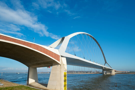 The city bridge in Nijmegen is also called the Crossing in memory of the crossing of the Allies at this place in 1944, Gelderland province, The Netherlands