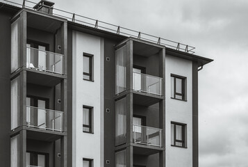 Modern exterior of residential building. Urban architecture in Europe.