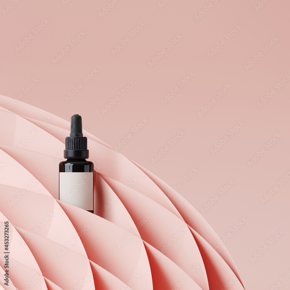 Poster minimal abstract background for product presentation. pink paper honeycomb on pink background. 3d re