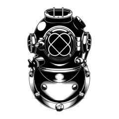 design vector helmet old scuba in the dark beground