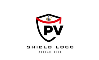 king shield PV latter logo vector