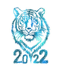 Year of the water tiger. 2022 year. Vector illustration