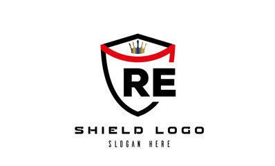 king shield RE latter logo vector
