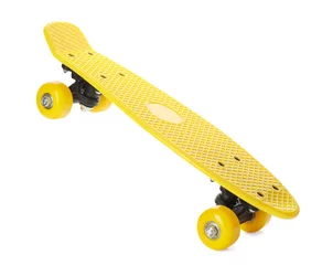 Poster Yellow skateboard isolated on white. Sport equipment © New Africa
