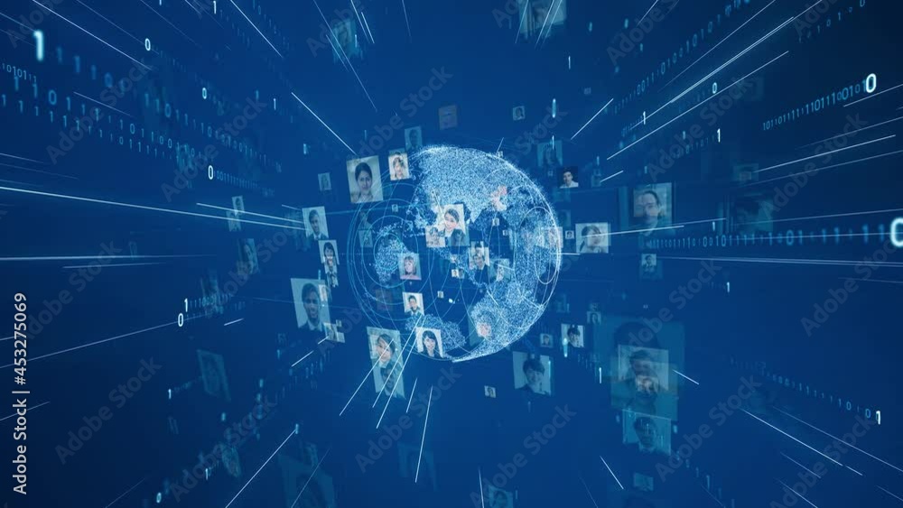Poster Social networking service concept. Global communication network.