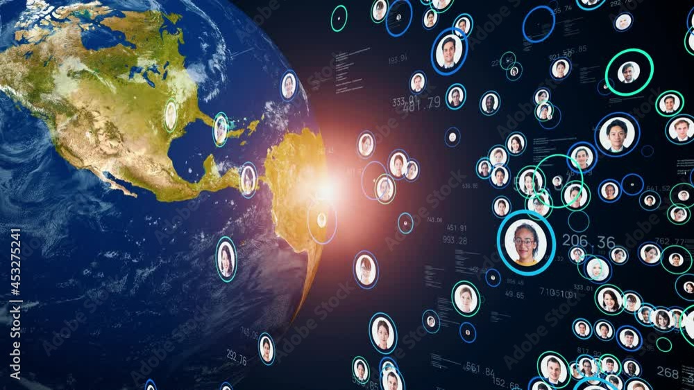 Poster social networking service concept. global communication network.