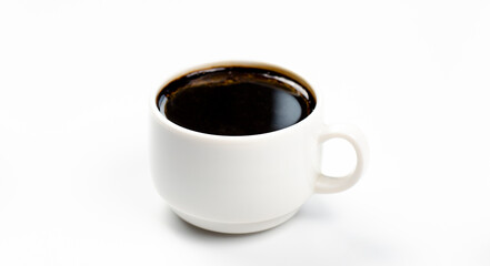 A cup of coffee. Espresso. On the table. On white background.