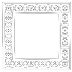 Decorative line art frames for design template. Elegant element for design in Eastern style, place for text. Black outline floral border. Lace vector illustration for invitations and greeting cards