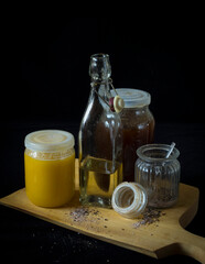 honey, oil and spices for cooking