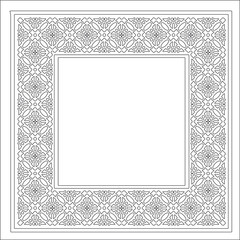 Decorative line art frames for design template. Elegant element for design in Eastern style, place for text. Black outline floral border. Lace vector illustration for invitations and greeting cards