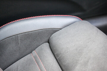 Close up of a sports car seat