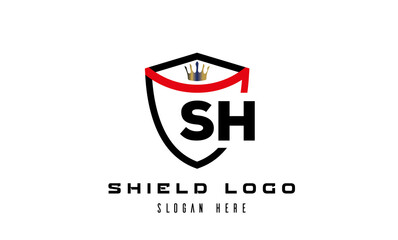 Obraz premium king shield SH latter logo vector