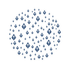 Composition with flowers and leaves of tulips in a circle. Layout with place for text. Modern design for advertising. Vector illustration