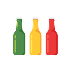 Bottle cartoon vector. Green, Yellow and Red bottle vector. Beer cartoon vector.