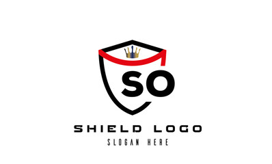 king shield SO latter logo vector