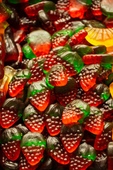 Fototapeta na wymiar strawberry shaped candies, selective focus