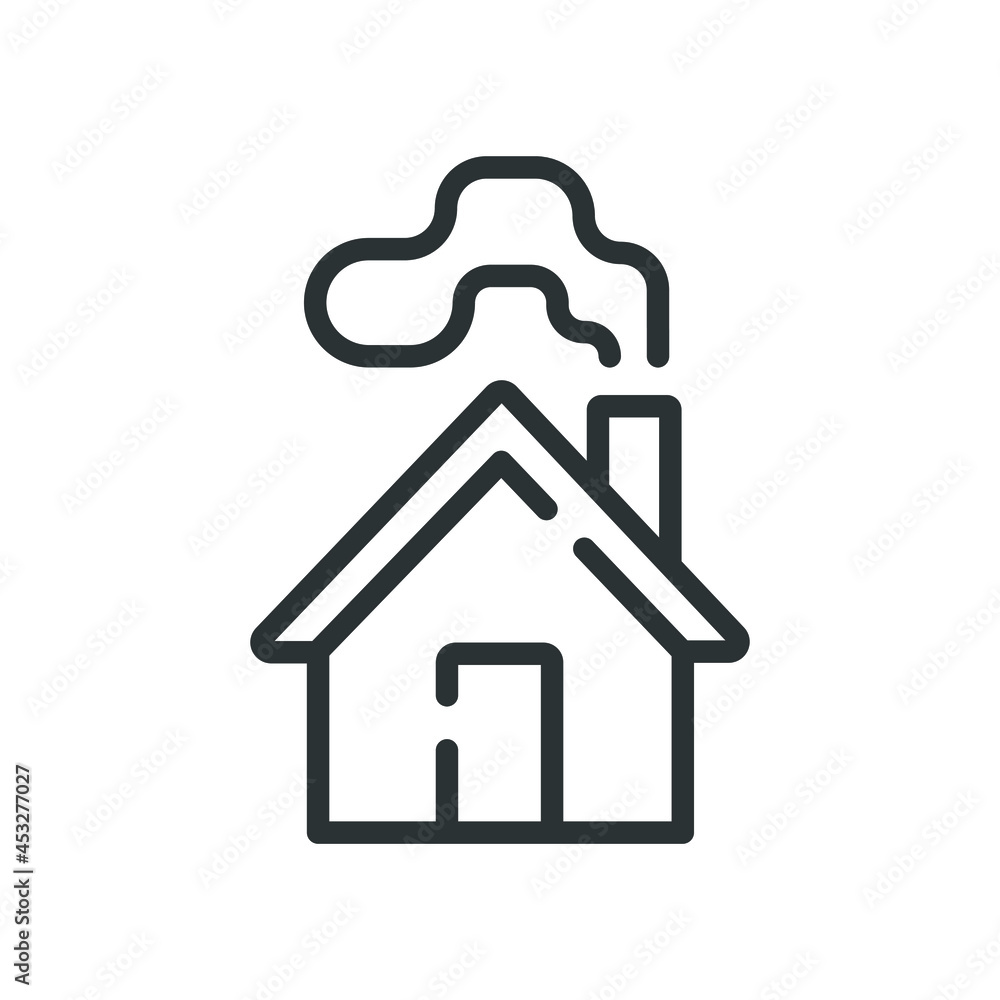 Poster house linear icon. thin line customizable illustration. contour symbol. vector isolated outline draw