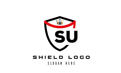 king shield SU latter logo vector