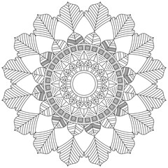 Fototapeta premium Leaf Flower Petal Coloring Mandala Art Simple Graphic Shape Vector Floral Oriental Outline Vintage Decorative Elements Pattern Illustration Islam Arabic Indian Turkish Mystic Religion Morals Lotus