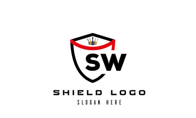 Obraz premium king shield SW latter logo vector