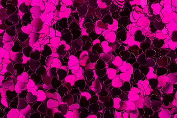 Obraz na płótnie Canvas Background from colored hearts of red confetti.