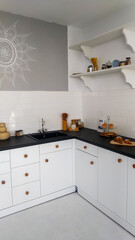 modern bright kitchen. design renovation, beauty and convenience