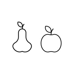 Apple and pear icon. Outline illustration of apple and pear vector icon for web design