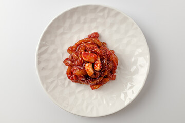 pickled squid on a white background