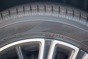 Close up of a car tire