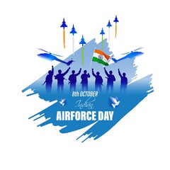 Indian air force day-vector illustration of Indian jet air shows on abstract background