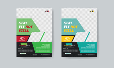 Fitness Flyer or poster with two color fitness flyer template A4