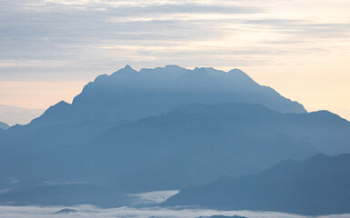 Big mountain range Doi Luang Chiangdao in tropical rainforest.