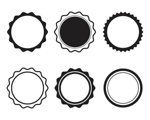 Six blank circular label stamps set.