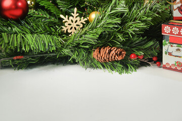 Christmas gift with decoration with space