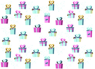 Fototapeta premium Christmas gifts boxes pattern. Vector illustration in a flat style.