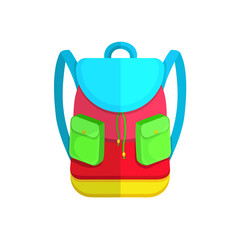 bright beautiful cartoon color childrens backpack briefcase isolated on white background return to school