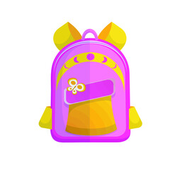 bright beautiful cartoon color childrens backpack briefcase isolated on white background return to school