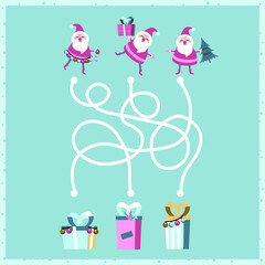 Christmas maze. Kids mini game for development.