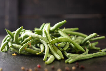 green beans fresh harvest bean organic meal snack on the table copy space food background rustic 