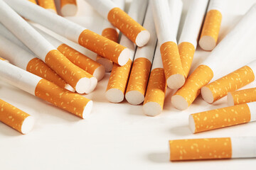 cigarettes placed on a white background