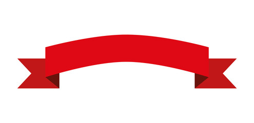 red simple ribbon banner label on white background