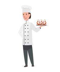 Character cook profession. Men worker occupation in the uniform. Isolated  illustration in cartoon style