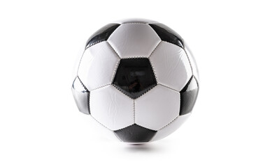 Classic black and white design of a soccer ball on an isolated white background