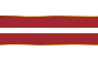 gold ribbon banner with flag of Latvia on white background