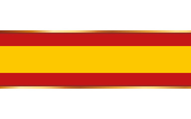 gold ribbon banner with flag of Spain on white background