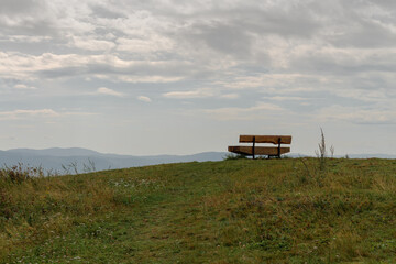 The bench is high, almost in the clouds
