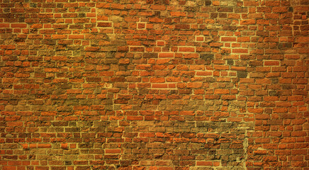 texture of old grunge red brick wall background	
