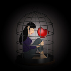 woman trapped in the cage