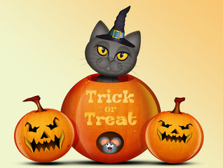 illustration of Halloween trick or treat