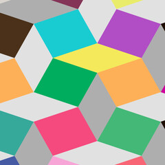 abstract vector seamless pattern. multicolored quadrilateral shapes on white background